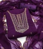 Violet sequins georgette semi stitched churidar dress-materials