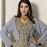 Grey Stitched Handwork Embroidered Ethnic Moroccan Style Kaftan Abaya for Women