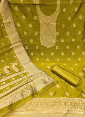 Green woven shimmer churidar dress-materials 2