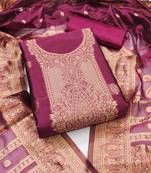 Magenta woven shimmer semi stitched churidar dress-materials
