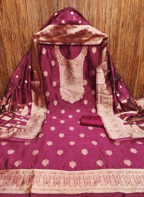 Magenta woven shimmer churidar dress-materials 3
