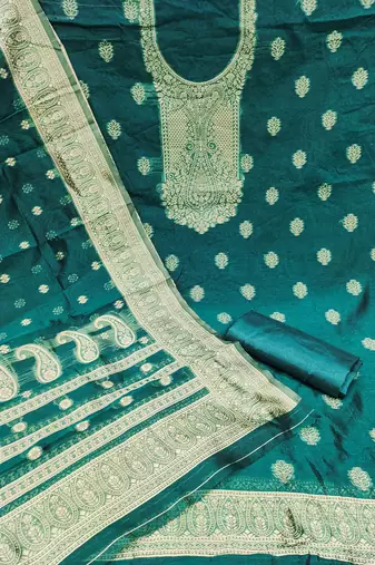 Sea-green woven shimmer churidar dress-materials