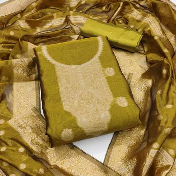 Green woven shimmer churidar dress-materials 1
