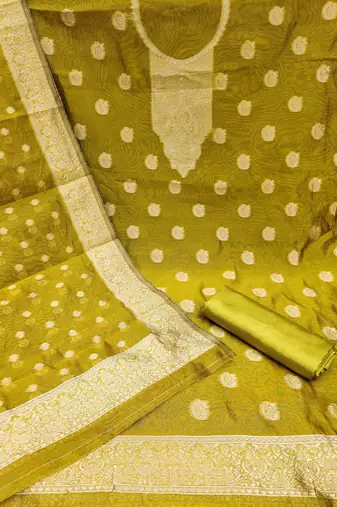 Green woven shimmer churidar dress-materials