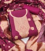 Magenta woven shimmer semi stitched churidar dress-materials