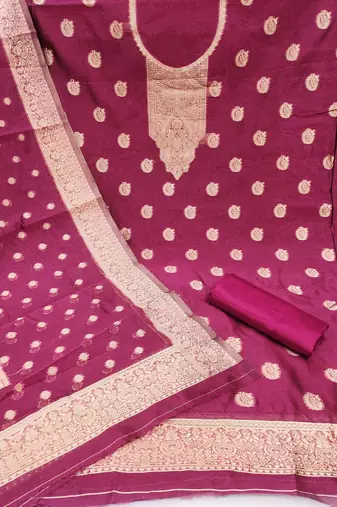 Magenta woven shimmer churidar dress-materials