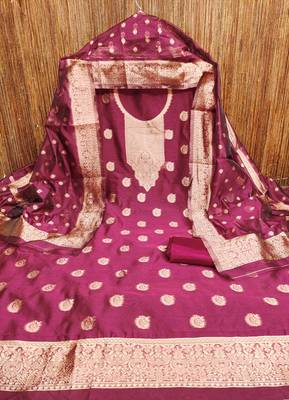 Magenta woven shimmer churidar dress-materials 3