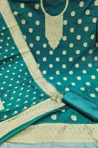 Sea-green woven shimmer churidar dress-materials