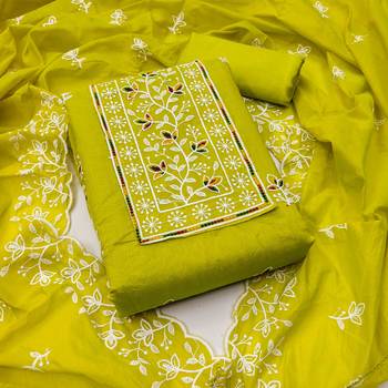 Light-green embroidered cotton churidar dress-materials 1