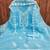 Sky-blue embroidered organza semi stitched churidar dress-materials