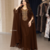Brown Ethnic Stitched Handworking Embroidered Moroccan Style Kaftan Abaya for Women – Elegant Party Wear
