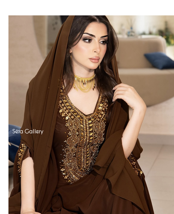 Brown Ethnic Stitched Handworking Embroidered Moroccan Style Kaftan Abaya for Women     Elegant Party Wear 4
