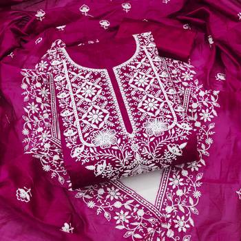 Pink embroidered cotton churidar dress-materials 1