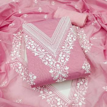 Baby-pink embroidered cotton churidar dress-materials 1