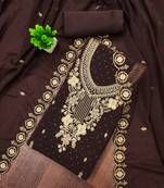 Brown embroidered georgette semi stitched churidar dress-materials