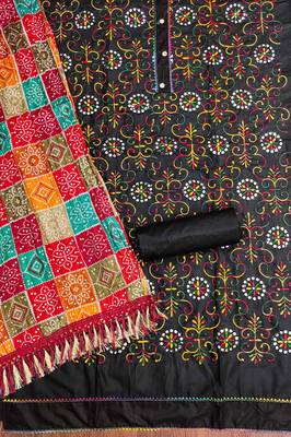 Black embroidered cotton churidar dress-materials 2