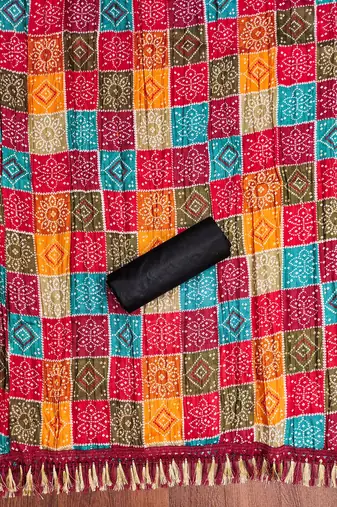 Black embroidered cotton churidar dress-materials