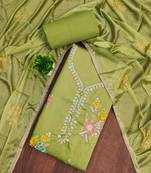 Green sequins cotton semi stitched churidar dress-materials
