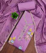 Lavender sequins cotton semi stitched churidar dress-materials