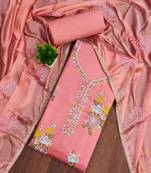 Peach sequins cotton semi stitched churidar dress-materials