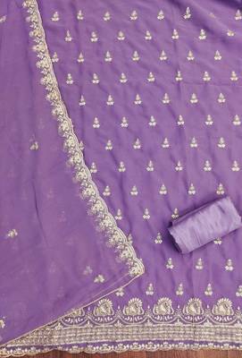 Lavender embroidered georgette churidar dress-materials 2