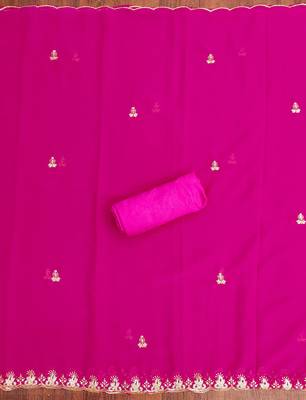 Magenta embroidered georgette churidar dress-materials 4