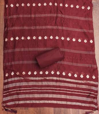 Maroon embroidered cotton churidar dress-materials 4