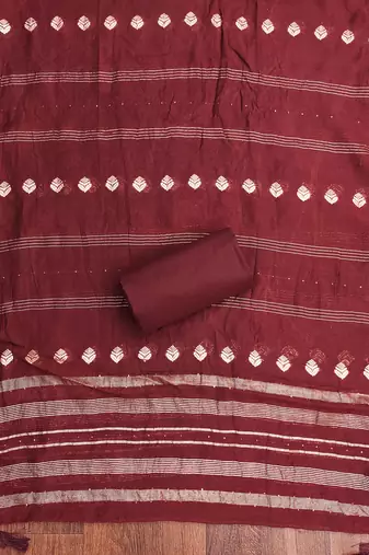 Maroon embroidered cotton churidar dress-materials