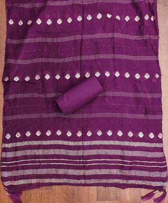 Purple embroidered cotton churidar dress-materials 4