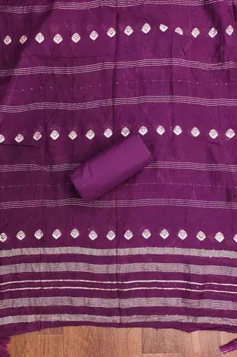 Purple embroidered cotton churidar dress-materials