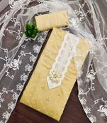 Beige printed silk blend semi stitched churidar dress-materials