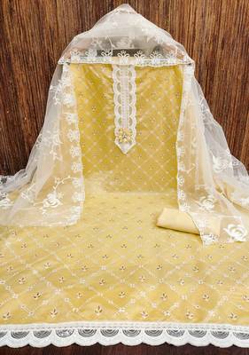 Beige printed silk blend churidar dress-materials 3