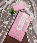 Pink printed silk blend semi stitched churidar dress-materials