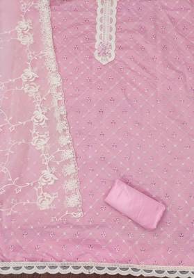 Pink printed silk blend churidar dress-materials 2