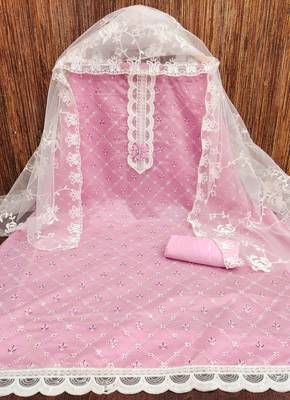 Pink printed silk blend churidar dress-materials 3