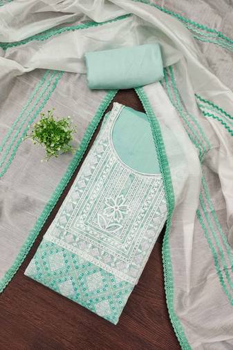 Multicolor sequins silk blend semi stitched churidar dress-materials