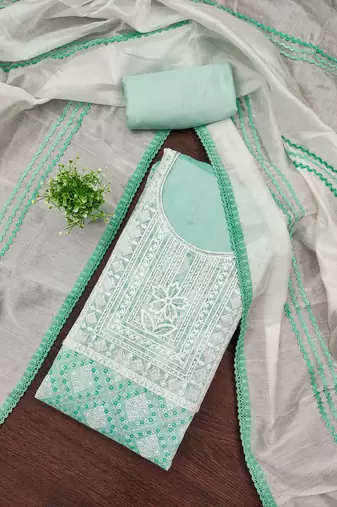 Multicolor sequins silk blend semi stitched churidar dress-materials