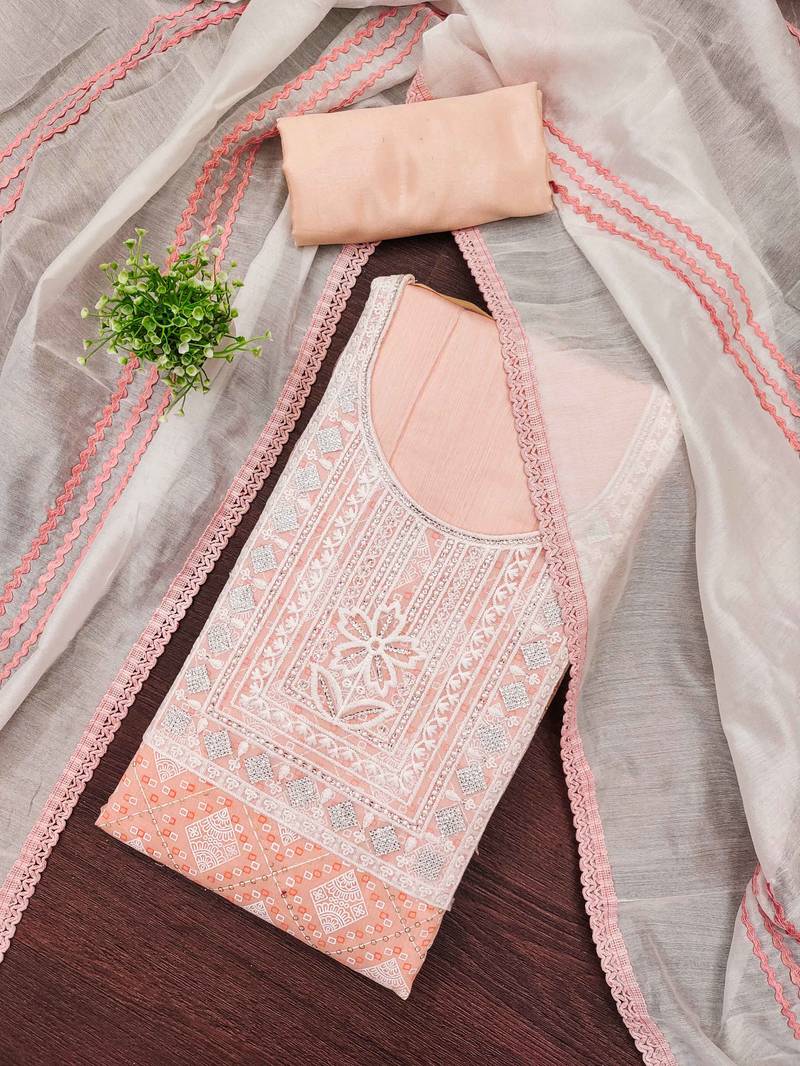 Multicolor sequins silk blend semi stitched churidar dress-materials