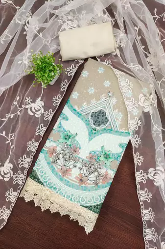 Multicolor sequins georgette semi stitched churidar dress-materials