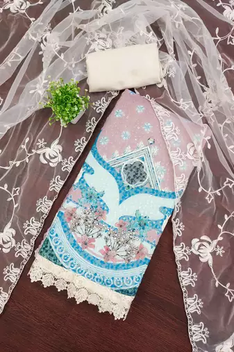 Multicolor sequins georgette semi stitched churidar dress-materials