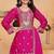 Pink chinon silk party wear embroidery work suit set