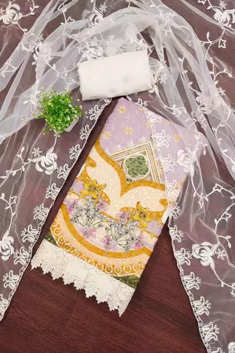 Multicolor sequins georgette semi stitched churidar dress-materials