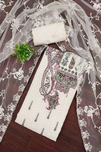 Multicolor sequins georgette semi stitched churidar dress-materials