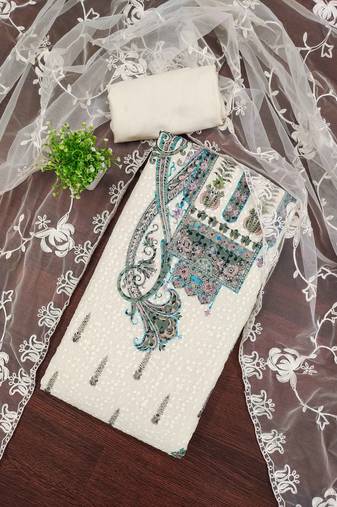 Multicolor sequins georgette semi stitched churidar dress-materials