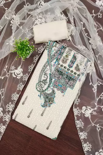 Multicolor sequins georgette semi stitched churidar dress-materials