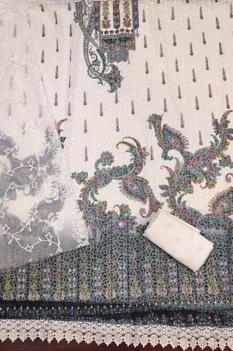 Multicolor sequins georgette churidar dress-materials