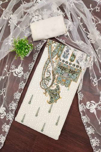 Multicolor sequins georgette semi stitched churidar dress-materials