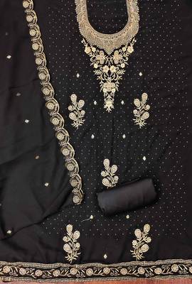 Black embroidered georgette churidar dress-materials 2