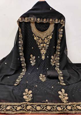 Black embroidered georgette churidar dress-materials 3