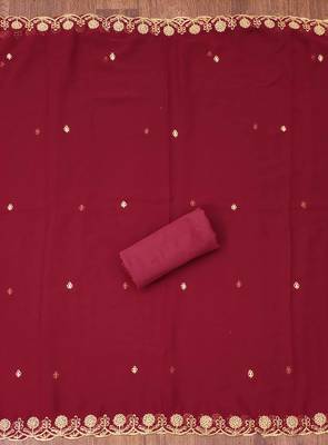 Maroon embroidered georgette churidar dress-materials 4
